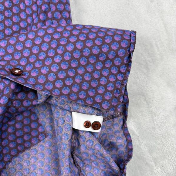 Thomas Pink London Slim Fit Pattern Dress Shirt Purple Men 16/41cm Luxury Design - Picture 7 of 9